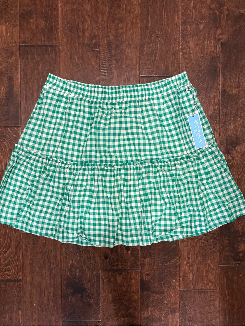 Draper James Green and White Gingham Circle Skirt